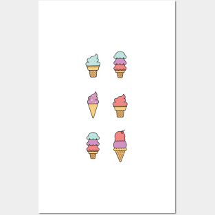 Summer Ice Cream Cone Pattern Posters and Art